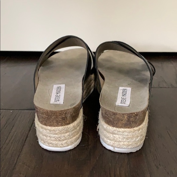 ❤️Steve Madden Black Platform Espadrille Slides 8 - Picture 4 of 6